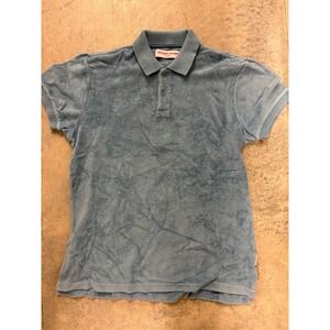 Orlebar Brown Terry Towelling Polo Shirt Mens Medium Blue‎ Resort Casual
